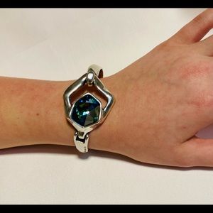 UNOde50 designed and created bracelet cuff. Swavorski Elements Sahara Blue.